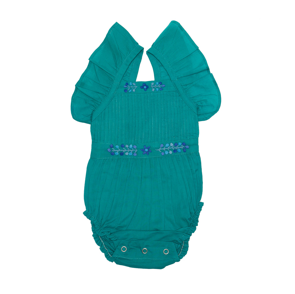 Coco & Ginger sadie sunsuit lapis w/ embroidery