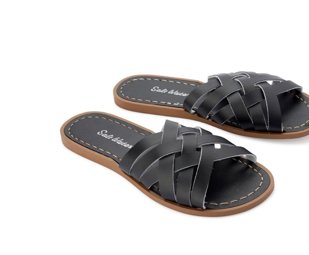Saltwater sandals women's retro slides - black