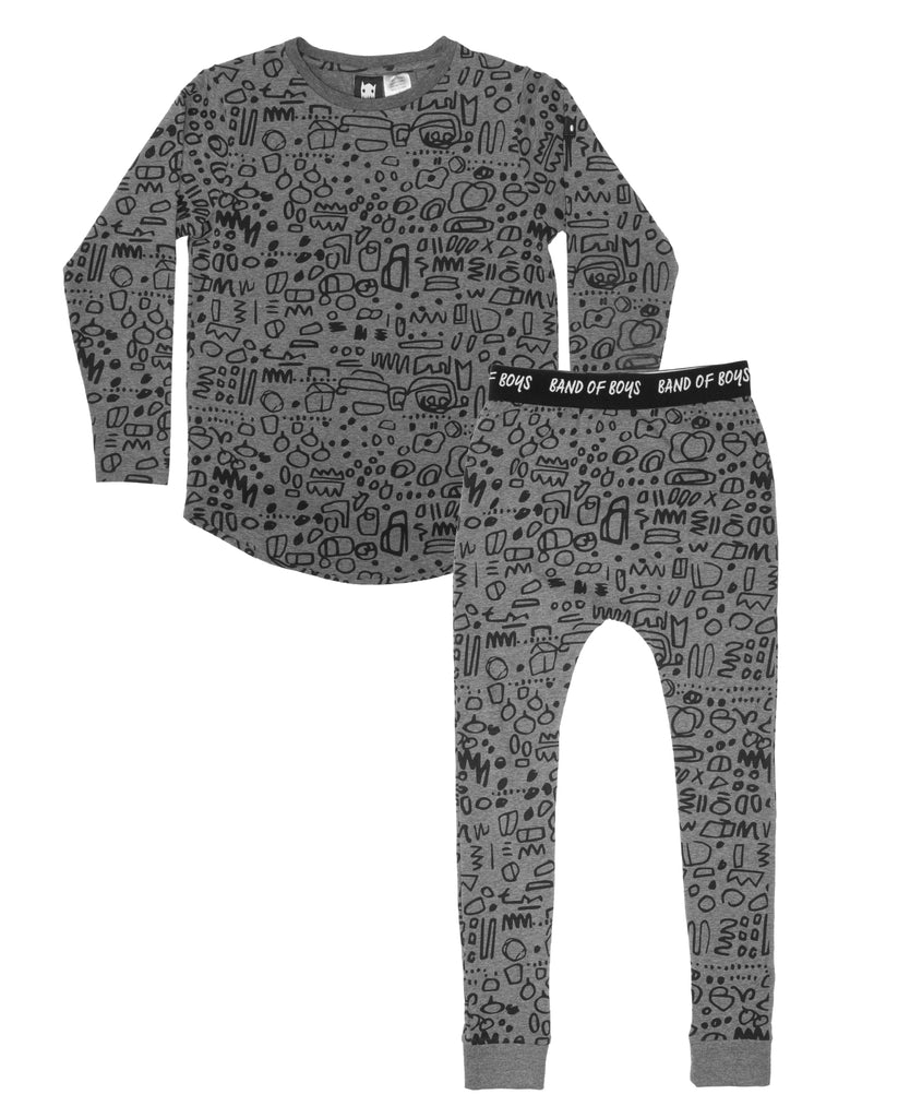 band of boys - winter Squiggle PJ's - grey marle