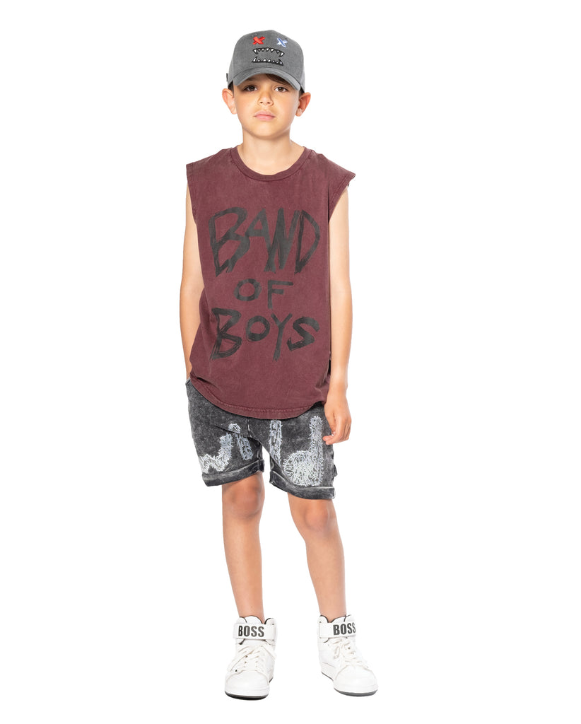 band of boys logo muscle tank vintage red