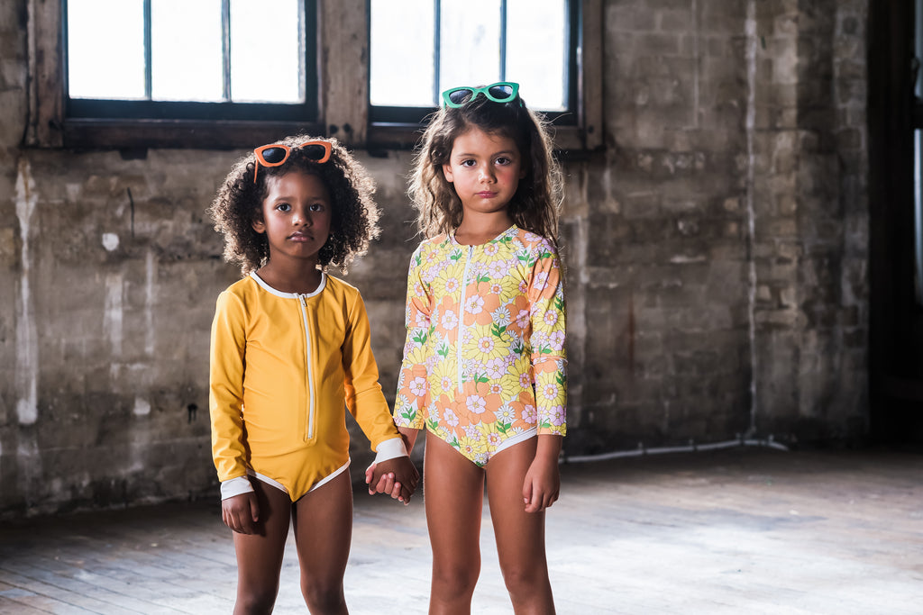 rock your baby - mustard lucille - l/s one-piece bathers