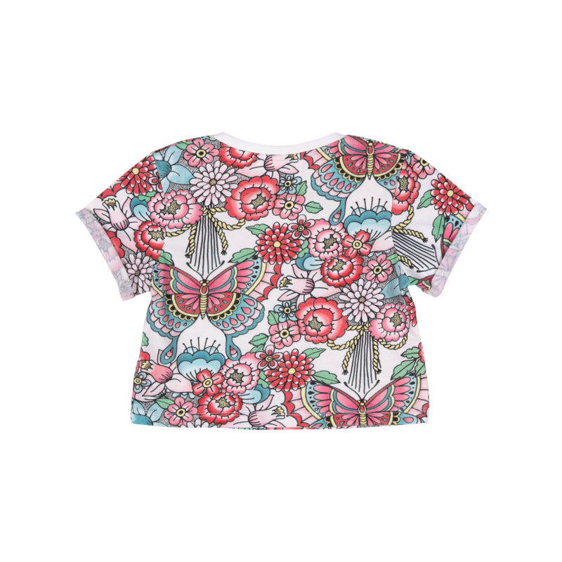 paper wings cropped tee - tattoo flowers