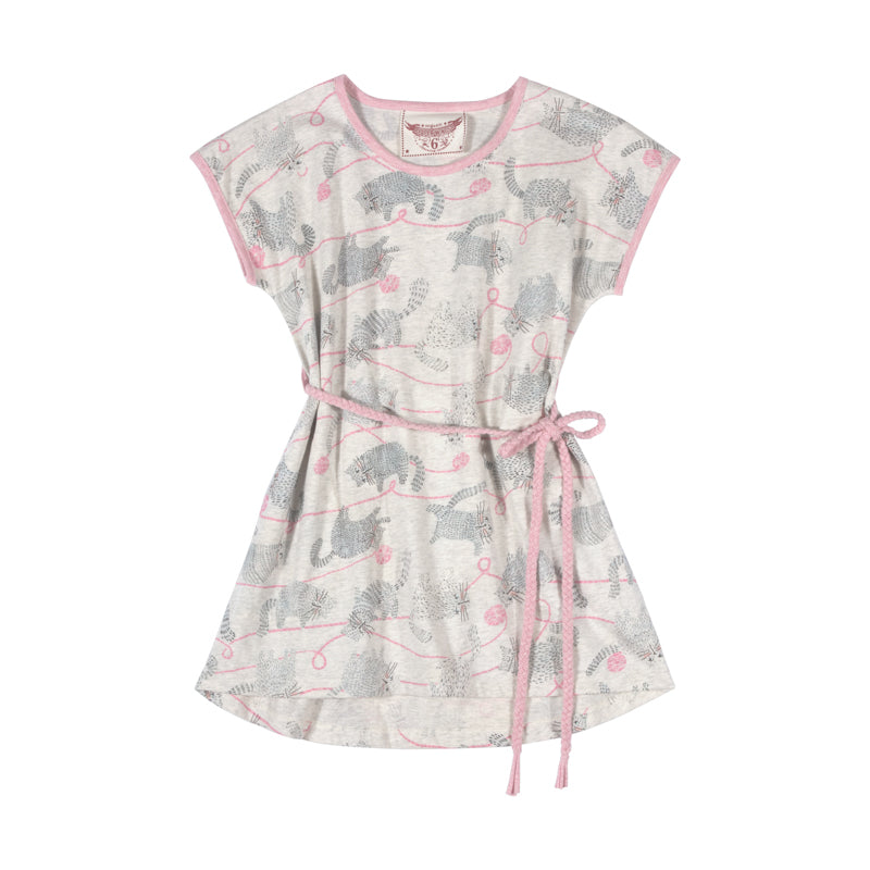 paper wings tee dress with plaited belt - yarn kitty