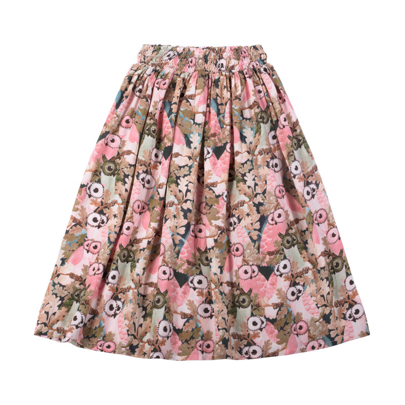 Paper wings shirred skirt - owls