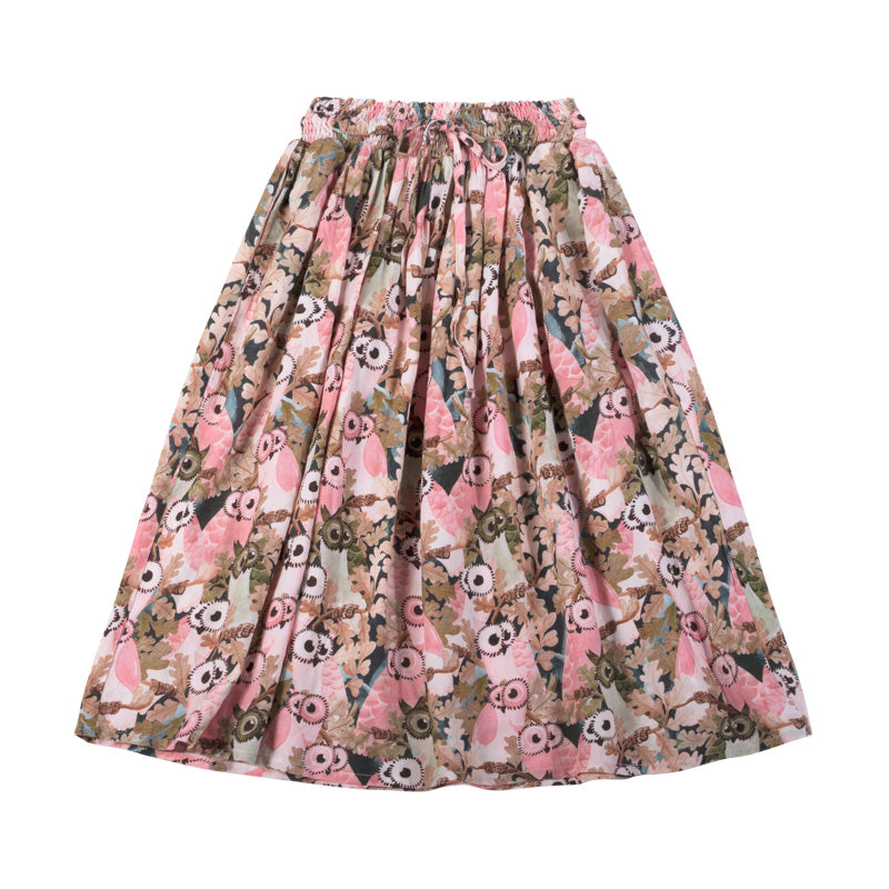 Paper wings shirred skirt - owls