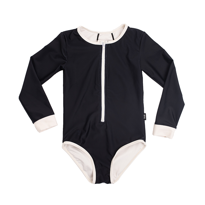 rock your baby - black lucille - l/s one-piece bathers