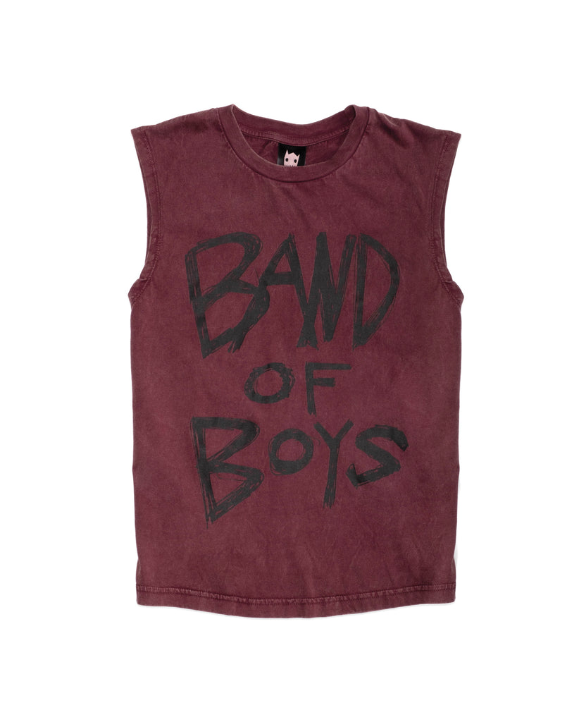 band of boys logo muscle tank vintage red