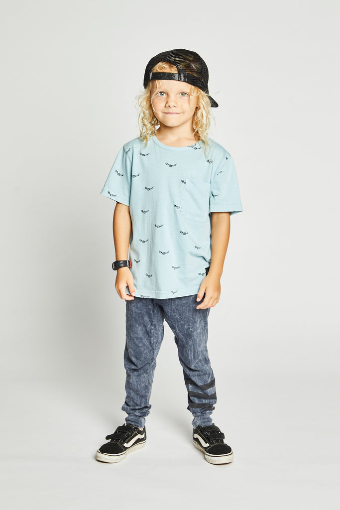 Munster kids Flyby Tee - washed blue