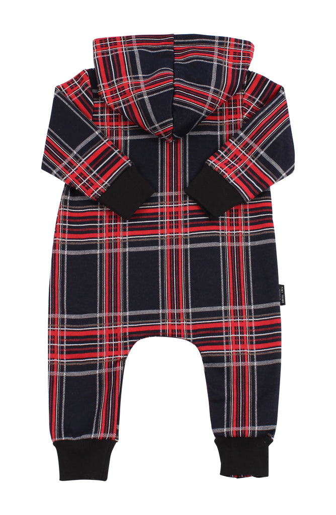 TINY TRIBE CHECK HOODED ROMPER