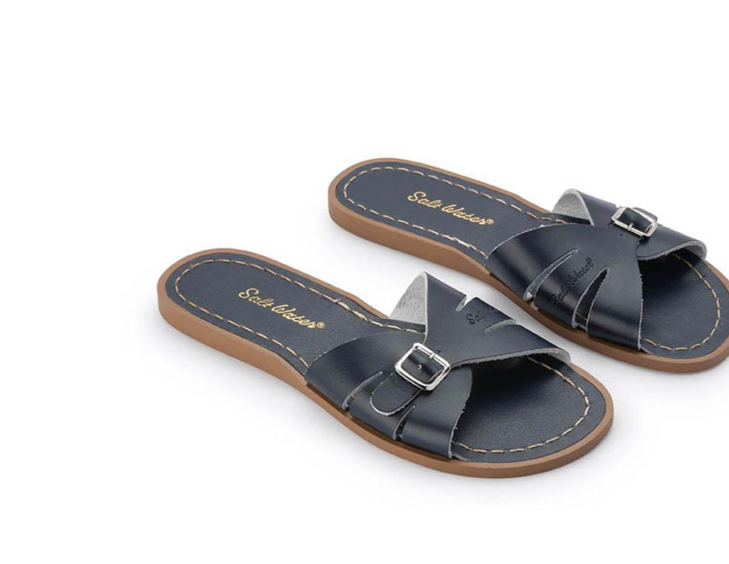 salt water sandals women's slides - navy