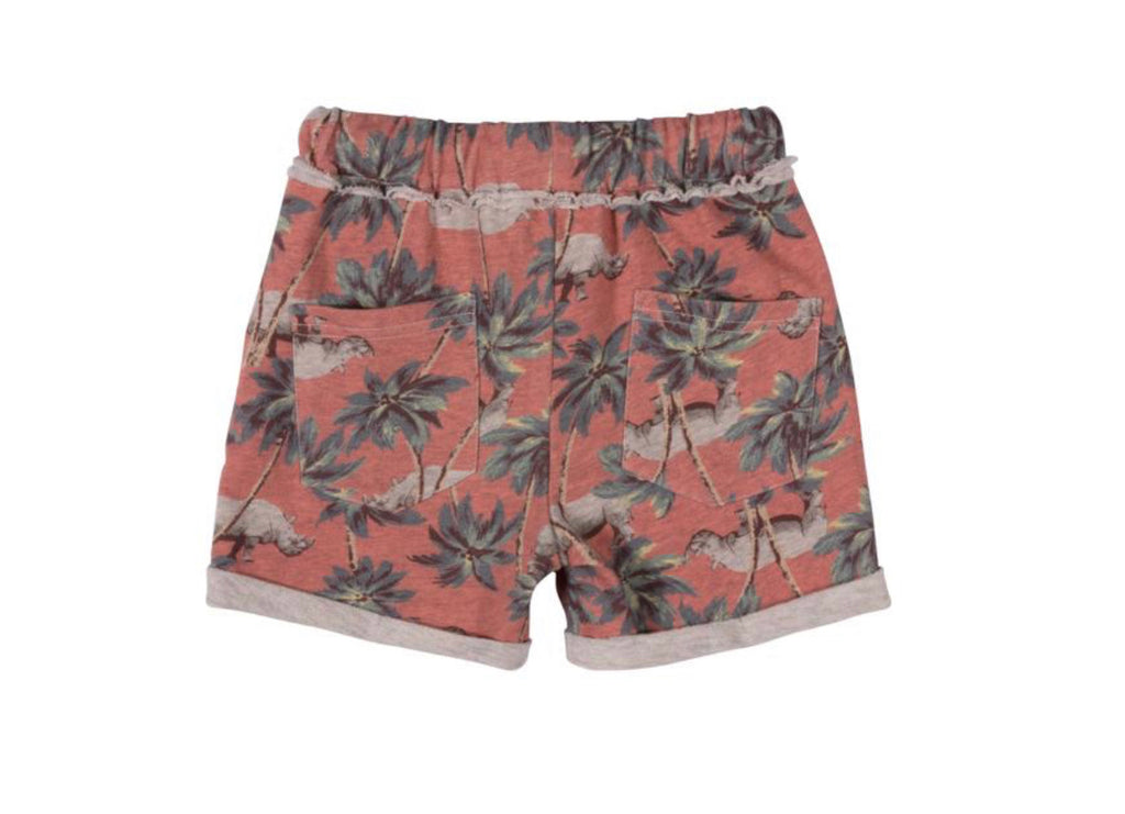 paper wings cuff trackie shorts - red jungle rhino