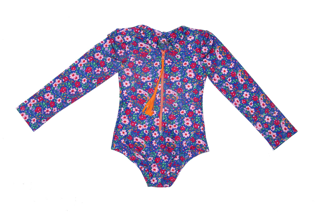 Coco and Ginger- COVE One Piece Rash Vest - azure Indian Flowers