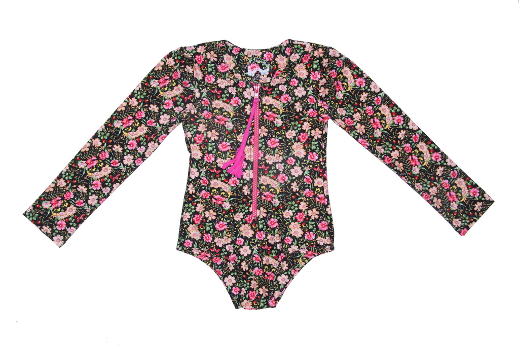 Coco and Ginger- COVE One Piece Rash Vest - Midnight Indian Flowers